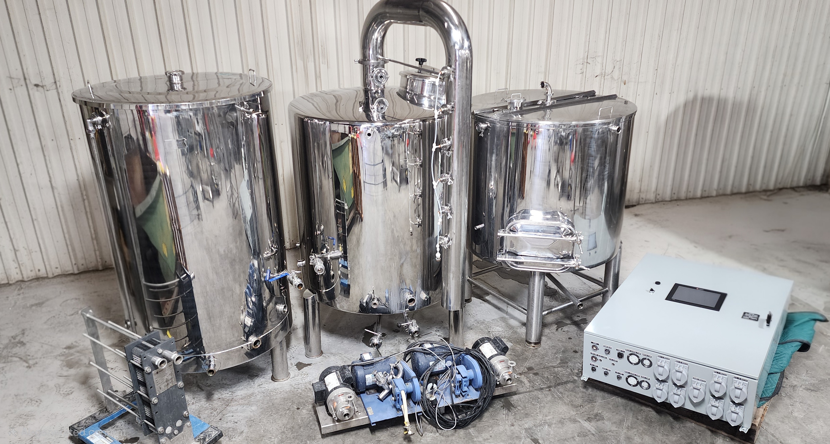 (Reduced!)Stout 7bbl Brewhouse with automation control panel, Boil Kettle, Mash Tun with RIMS heater, HLT