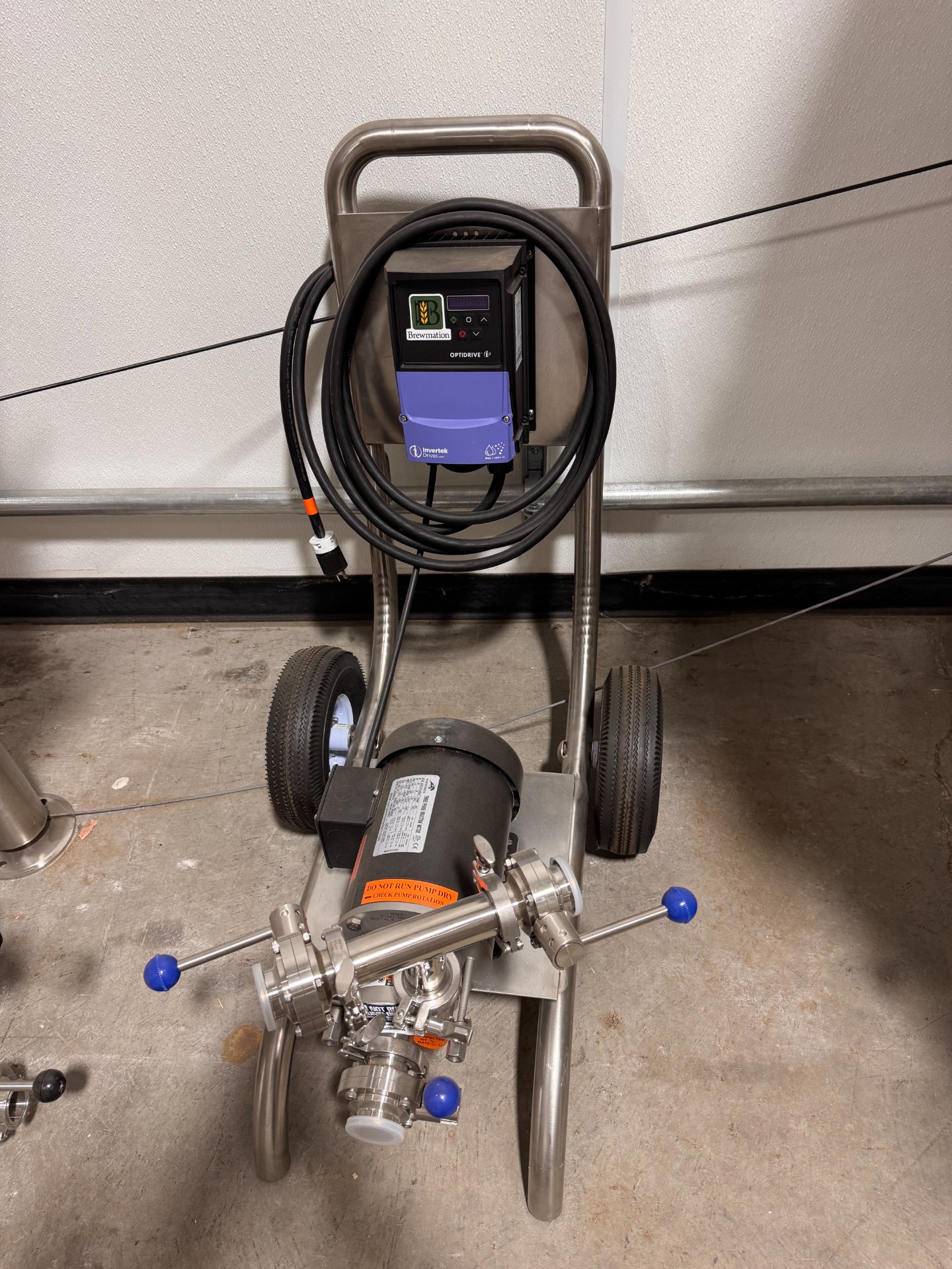 Brewmation 3/4HP Cart pump with Invertek OptiDrive iP66 110vac 1ph - NEW!