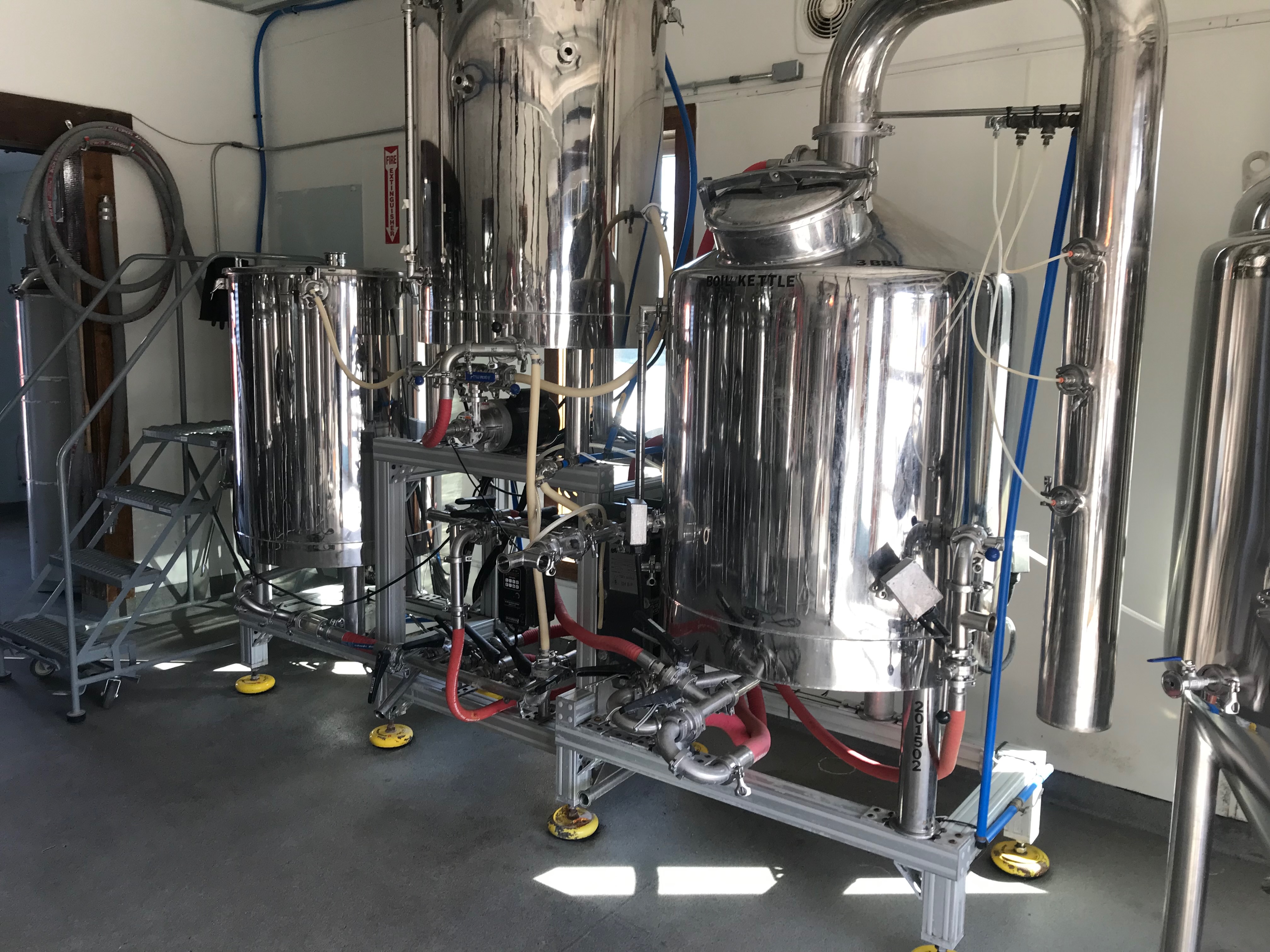 Stout All Electric 3 BBL Brewhouse System: Mash Tun, Brew Kettle, Heat Exchanger, Brewhouse Control Panel, Hot Liquor Tank With RIMS Coil