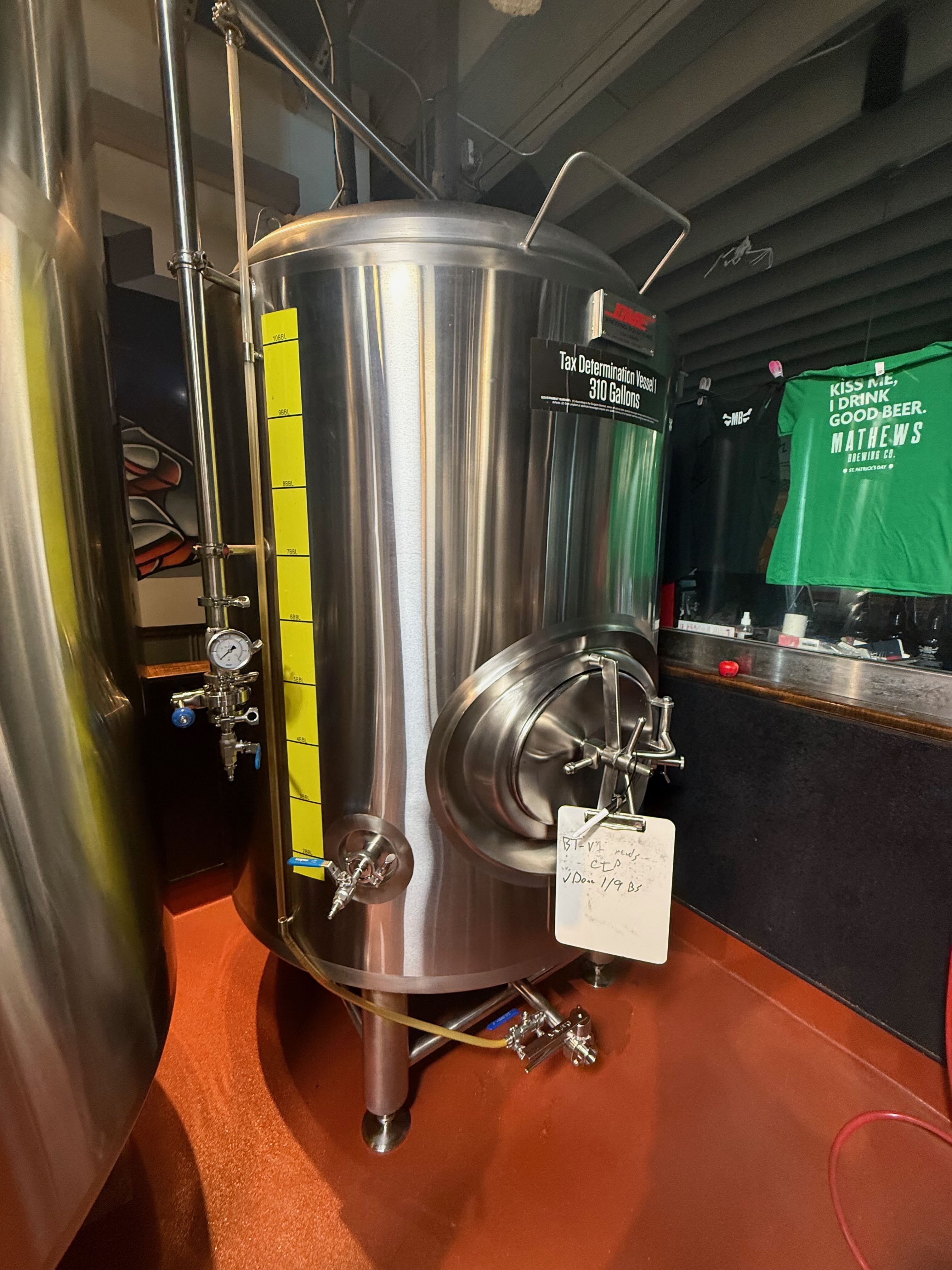 DME 10 bbl Insulated Glycol Jacketed Brite Tank